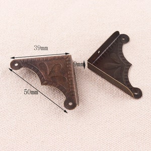 8pc Box Corner 50*39mm Antique Bronze Box Corner Foot Wooden Case Corner Protector Flower Pattern Carved Box Corner