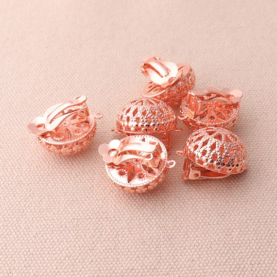 12Pairs Filigree clip on earring converter Earring Clip Rose gold Earring  Non Pierced Ears Change Pierced Over to Clip