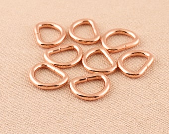 100pcs/los rose gold D ring Dee ring tasche schnalle metall 14mm innen für Tasche Leder Gurtband diy Zubehör