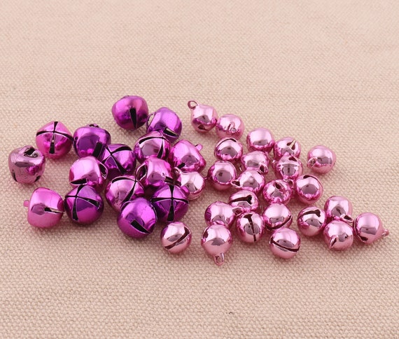 Jingle Bells, 25mm 8pcs Small Bells for Crafts DIY Christmas, Pink