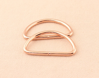 1.5" Non-welded D-Rings Rose Gold color Dee ring for bag belt leather webbing metal buckle 12pcs