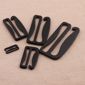 Bra Strap Slider Hooks 15/25/30/38/50mm Black Color Bra Making G Hooks Swimwear making slider buckle adjustable hook Garment accessories