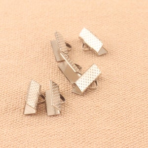 Crimp Ends,nickel plated color 13mm 1/2 Ribbon Ends,Fasteners Clasp,Crimp End Cap,Bracelet Connector jewelry making image 3