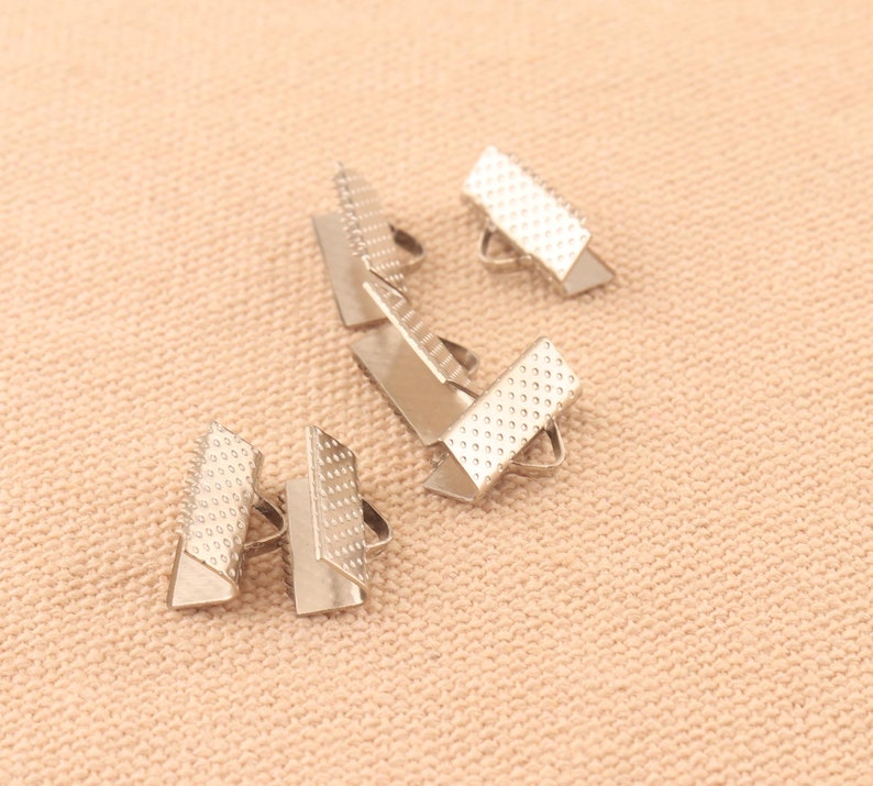 Crimp Ends,nickel plated color 13mm 1/2 Ribbon Ends,Fasteners Clasp,Crimp End Cap,Bracelet Connector jewelry making image 3