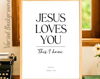 Johannes 3:16 Druck | Jesus liebt dich Wandkunst | Christliches Poster