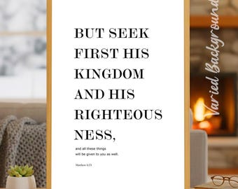 Matthew 6:33 Print | Seek First The Kingdom Wall Art | Christian Poster Gift