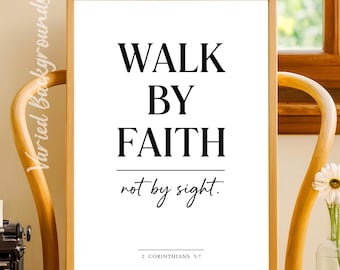 Corinthians 5:7 Print | We Walk By Faith Not By Sight Wall Art | Christian Poster