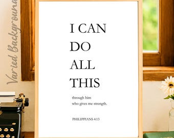 Philippians 4:13 Print | I Can Do All Things Wall Art | Christian Poster