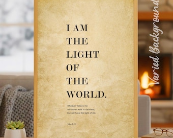 John 8:12 Print | I Am The Light Of The World Wall Art | Christian Poster