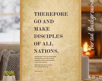 Matthew 28:19-20 Print | The Great Commission Wall Art | Christian Poster