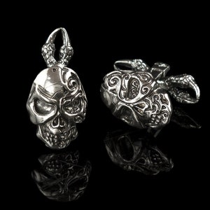 Sterling Silver Skull Cufflinks Gothic Jewelry for Men