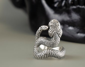 Bague serpent Demi-bague pour femme bague pour femme Bague serpent argentée Bague Python Bague femme réglable