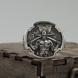 Ukrainian Warrior Cossack Ring - Sterling Silver 925 Handmade Biker Jewelry, Symbol of Strength Gift for Men