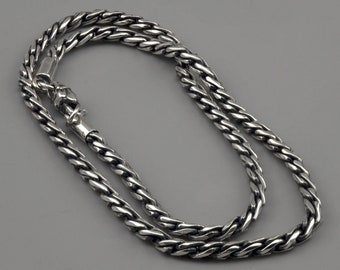 Handmade silver chain 5mm Foxtail nacklace Viking silver chain Oxidized chain