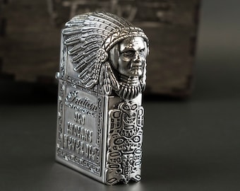 Silver Indian Chief Zippo Lighter Gift for Motorcycle Biker