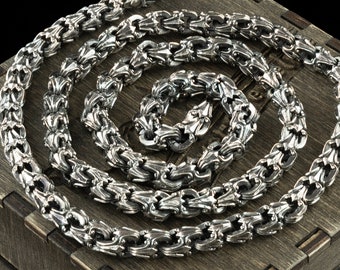 Men&#39;s Silver Link Chain Necklace - Thick, Heavy, Handmade Jewelry