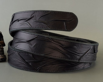 Leather Belt Strap Black leather strap Belt strap for buckle Biker accessories Leather belts for Men Leather Strap Belt without Buckle