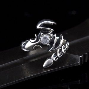 Adjustable Silver Scorpion Ring for Unisex Scorpio Zodiac Jewelry