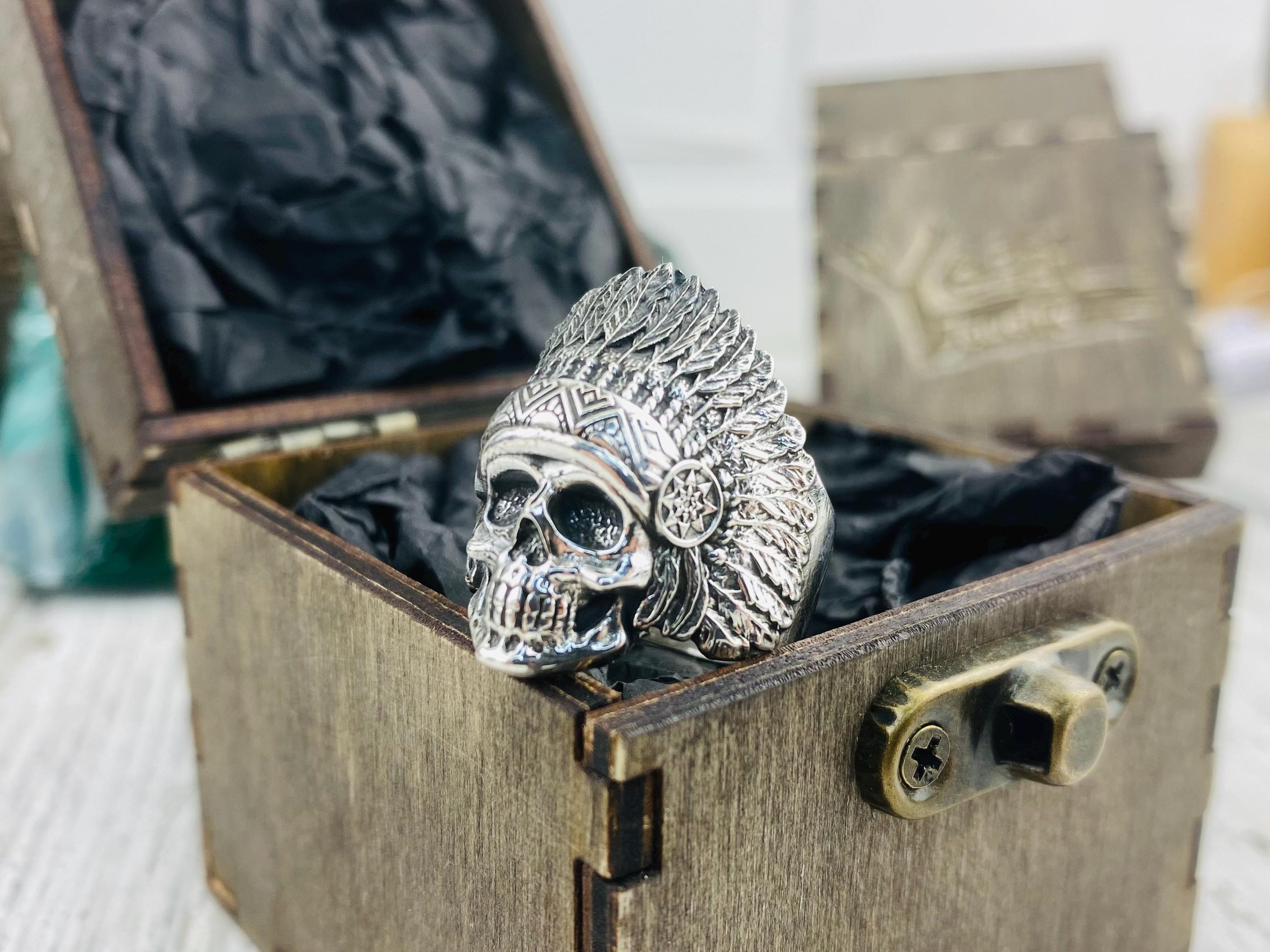Sterling Silver Native Headdress Ring – Tribal Warrior Statement 