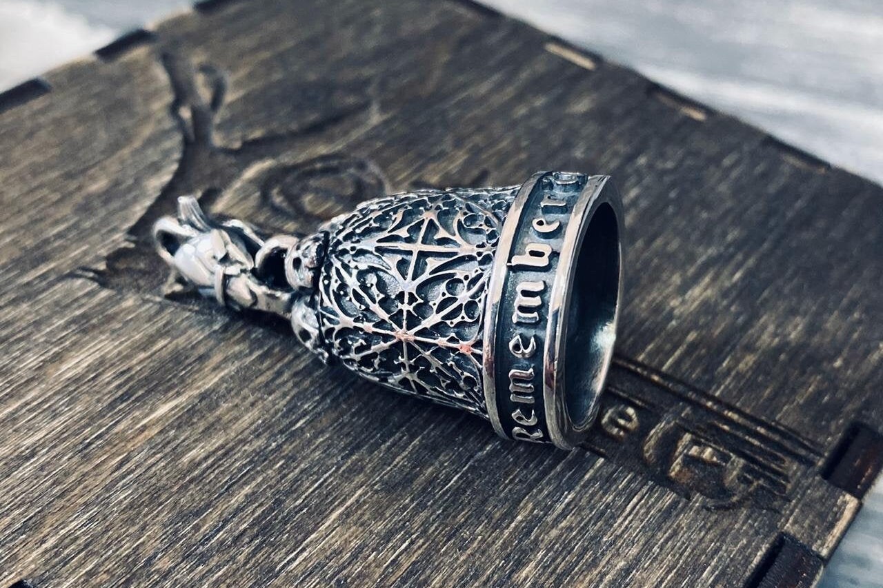 Sterling Silver 925 Skull Rider Keychain Gremlin Bell - Etsy
