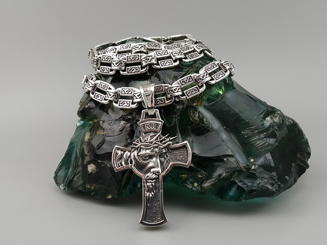 Large Sterling Silver Jesus Crucifix Pendant – Heavy 925 Cross “Спаси и ...