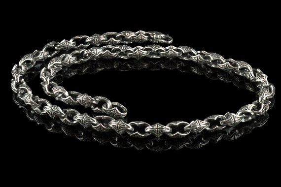 ゴシック スターリングシルバー トレーサリーチェーンネックレス - 9.5