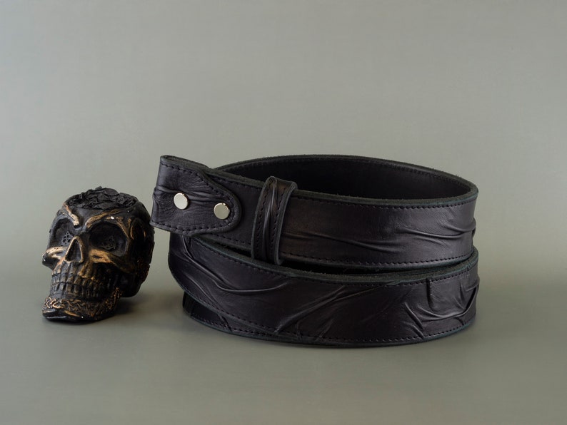 Leather Belt Strap Black Leather Strap Belt Strap for Buckle Etsy