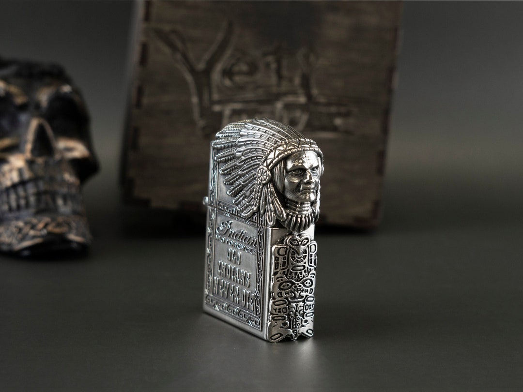 Silver Indian Chief Zippo Lighter Gift for Motorcycle Biker - Etsy