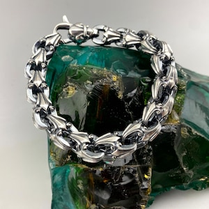 Brutalist Sterling Silver Link Chain Bracelet - Handmade Solid 925 Everyday Jewelry for Bikers