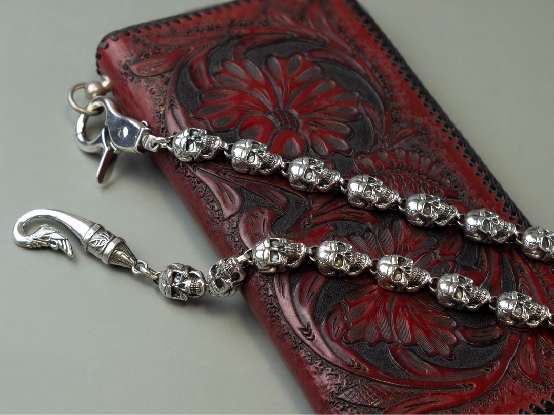 Skull Biker Wallet Chain: Silver Accessory for Men's Pants
