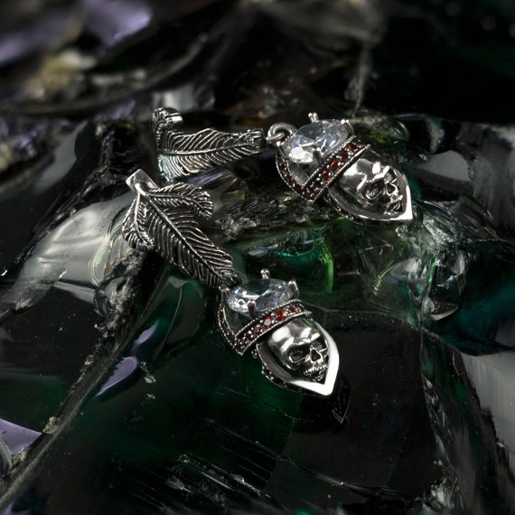Orecchini Goccia A Forma Di Teschio – Orecchini Gotici Argento Per Halloween O Stile Alternativo