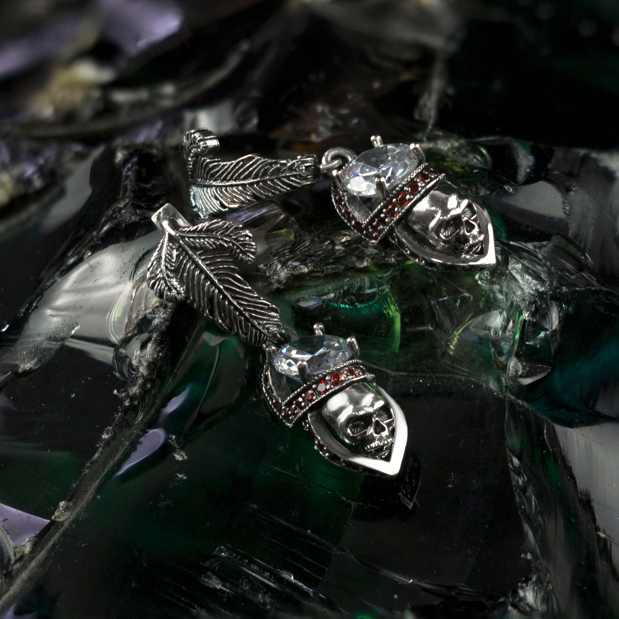 Orecchini Goccia A Forma Di Teschio – Orecchini Gotici Argento Per Halloween O Stile Alternativo