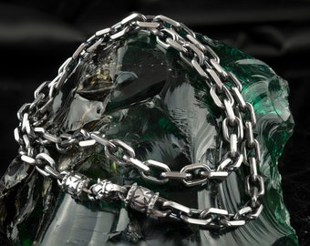 Oxidized Heavy Men&#39;s Anchor Silver Chain Handmade Jewelry