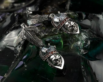 Orecchini unisex con teschio in argento sterling 925, orecchini
