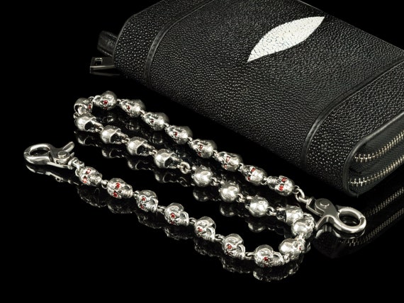 Catena Da Motociclista Con Teschio In Argento Da Uomo: Accessorio Unico Per Portafoglio E Pantaloni - Italia - Foto 5