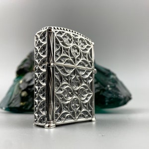 Exclusive Silver Ornament Lighter Case for Zippo - Unique Biker Jewelry Gift