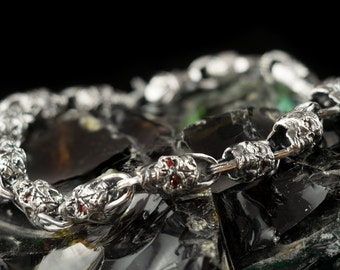 Zilveren schedelarmband Gotische sieraden Bikerarmband Schedelcadeau voor hem Schedelcadeau voor haar