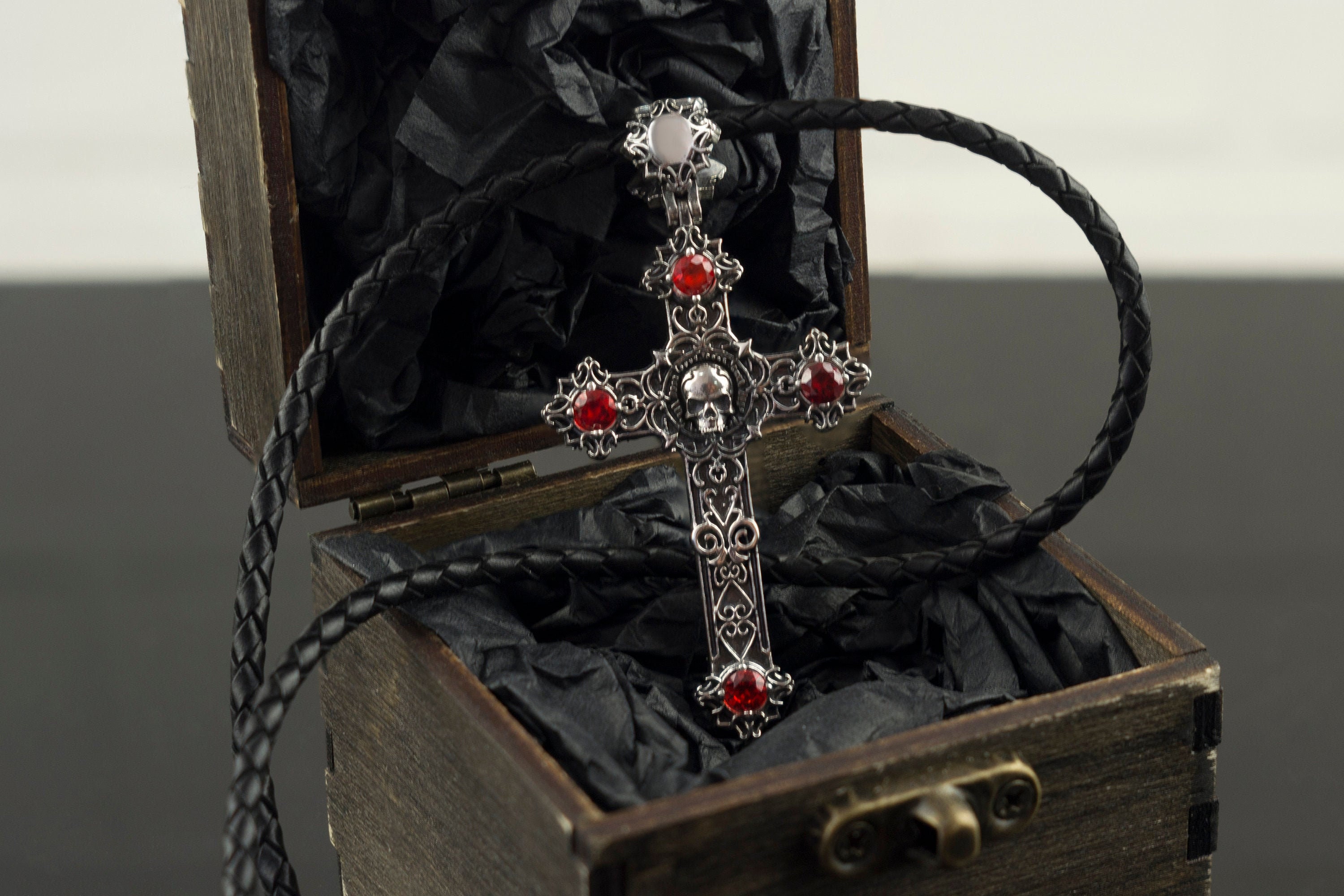 Gothic Silver Skull Cross Pendant Jewelry for Biker or Brutalist Gifts