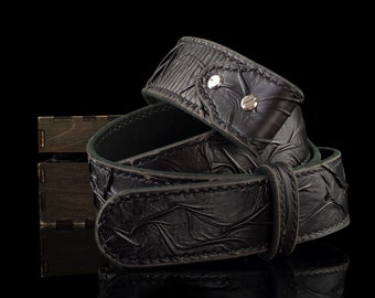 Leather Belt Strap  Brown leather Belt strap for buckle Biker accessories