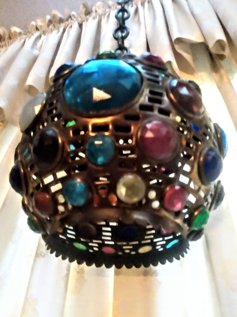 Authentic victorian brass ball with glass FACETTED large Etsy