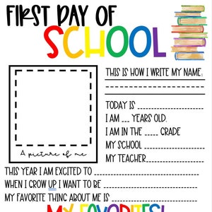 First Day of School Interview-Printable, Last Day of School Interview, School Questionnaire, School Keepsake, School Interview