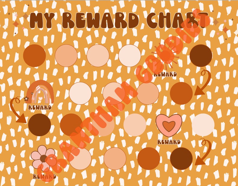 Groovy Retro Reward Chart, Behavior Chart, Digital Download, Printable ...