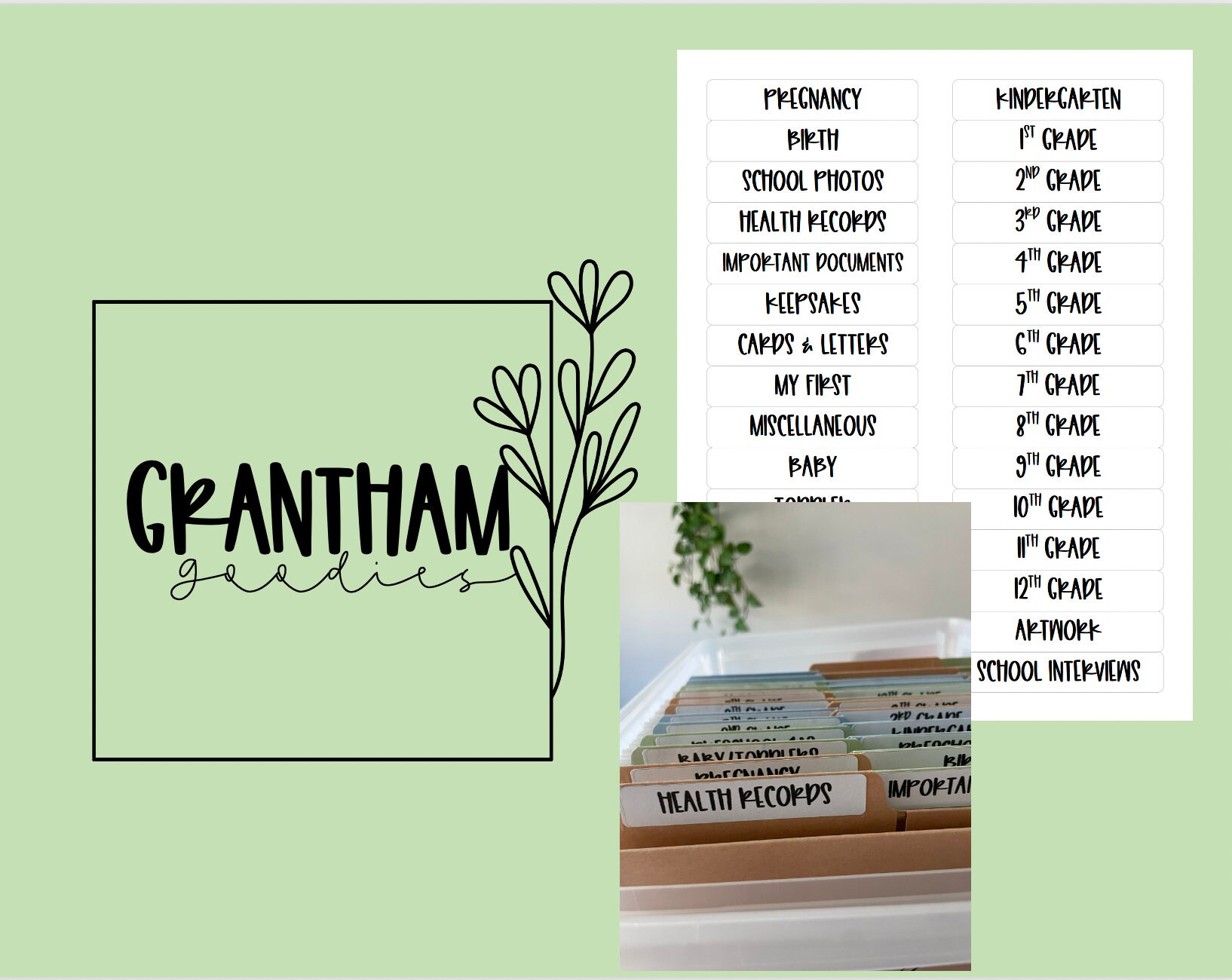 Printable Milestone Tote Labels, School Box, DIY Memory Box, PDF Etsy