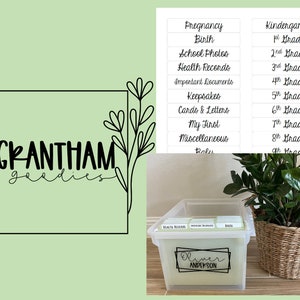 Printable Milestone Tote Labels, School Box, DIY Memory Box, PDF, Script