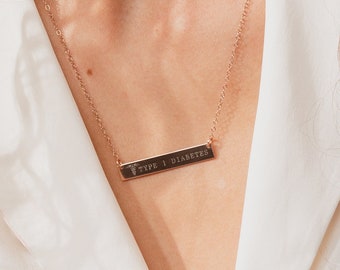 Personalized Medical ID Bar Necklace: Emergency Jewelry, Medical Alert Pendant
