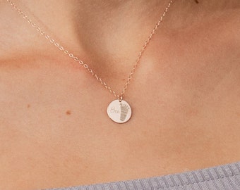 Engraved Handprint Necklace: Sterling Silver Footprint Keepsake