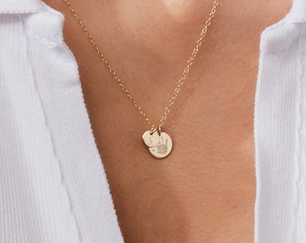 Handprint Necklace: Engraved Baby Footprint Charm, Initial Disc