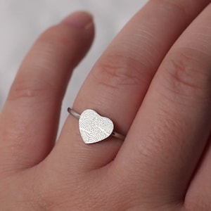 Personalized Fingerprint Ring • Actual Fingerprint Ring • Engraved Fingerprint Ring • Heart Fingerprint Ring • Dainty Ring • Sympathy Gift