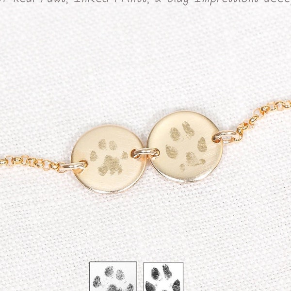 Multi Disc Actual Paw Print Bracelet • Cat or Dog Paw Print • Pet Memorial Jewelry • Custom Paw Print • Tribute to Pet • Pet Loss Jewelry