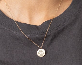 Custom Paw Print Necklace: Sterling Silver & Gold Filled Pet Memorial Jewelry